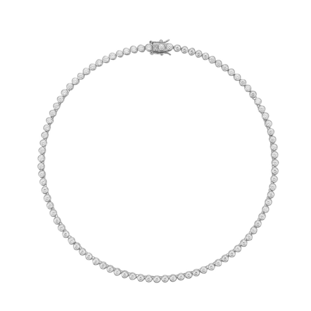 DORSEY JAMES BEZEL, 3MM LAB WHITE SAPPHIRE SILVER RIVIÈRE NECKLACE